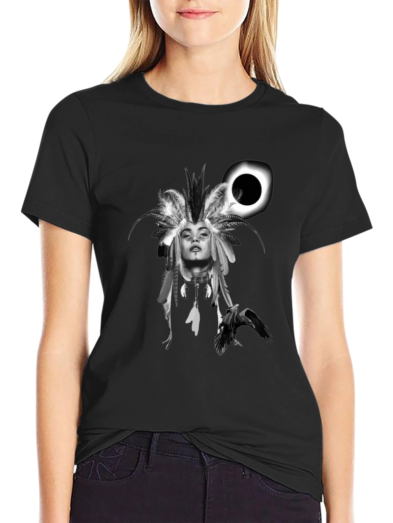 Native Headdress Black Graphic Tee