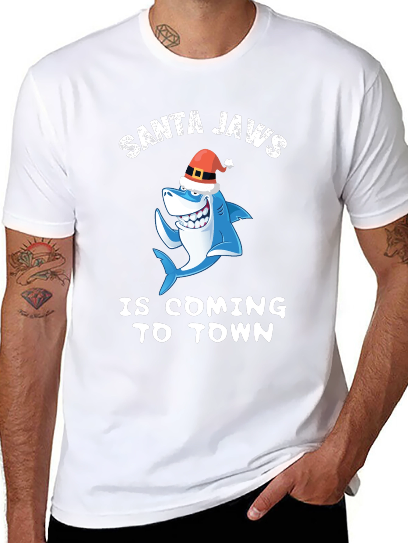 Santa Jaws T-Shirt - Christmas Shark Tee