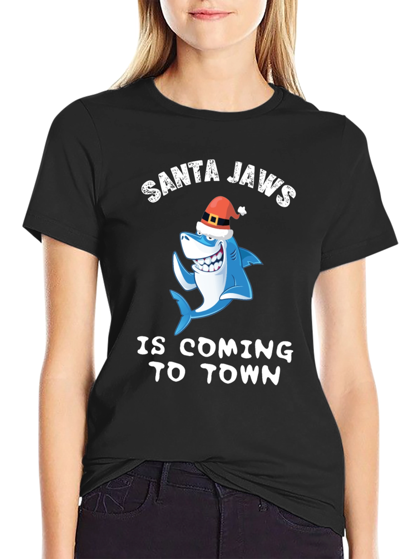 Santa Jaws T-Shirt - Christmas Shark Tee