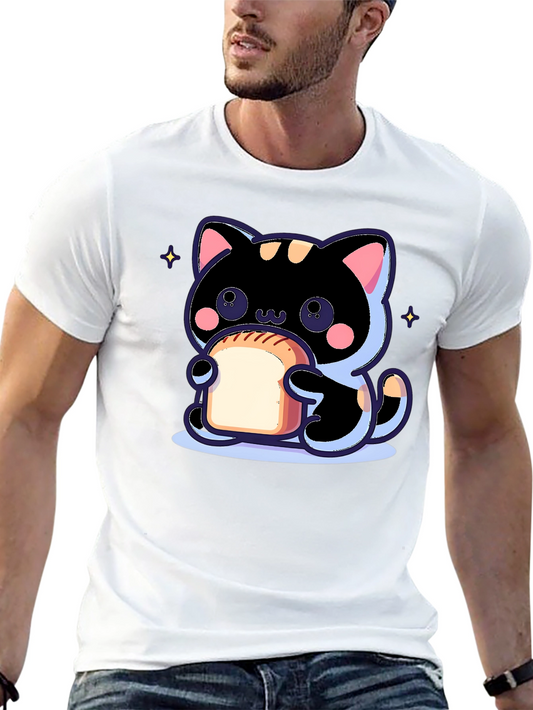 Kawaii Cat Holding Toast T-Shirt