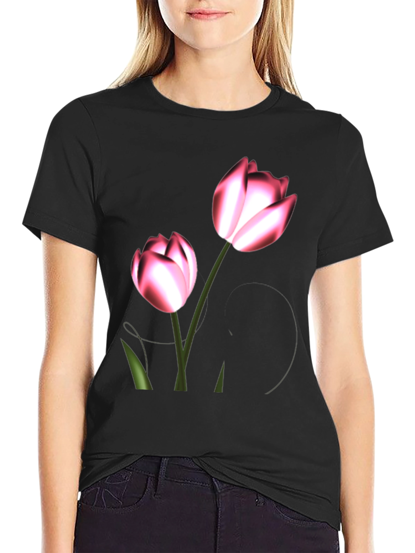 Floral Print Black T-Shirt
