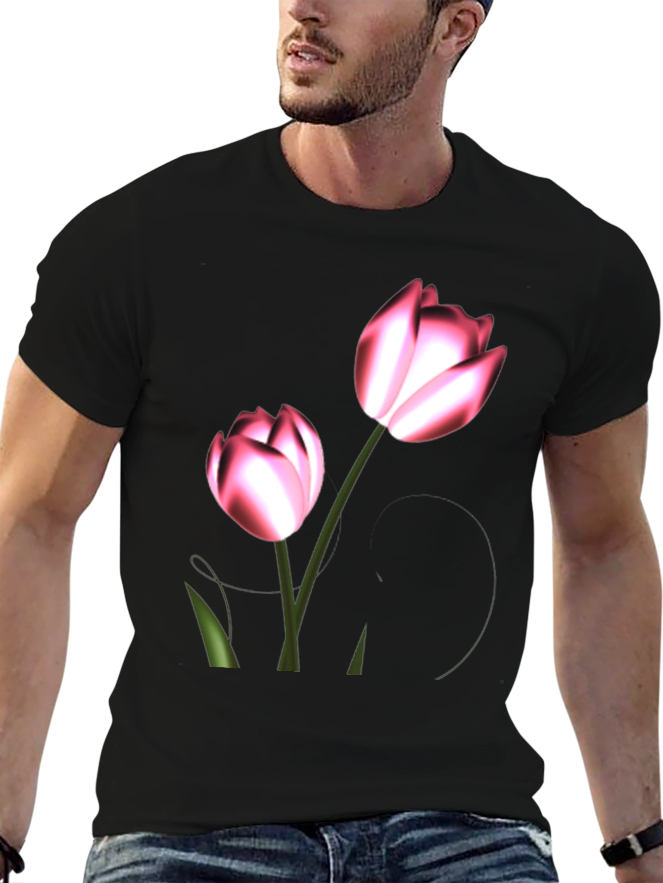 Floral Print Black T-Shirt