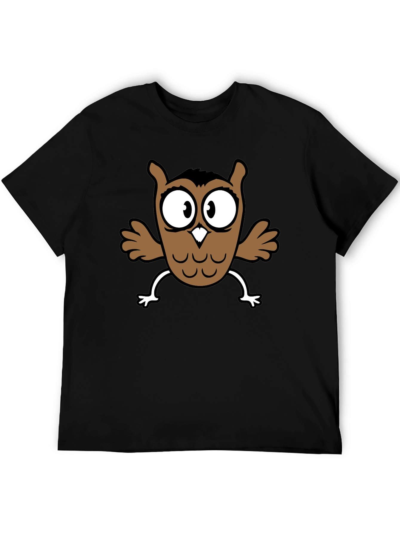 Cartoon Owl Graphic Black T-Shirt