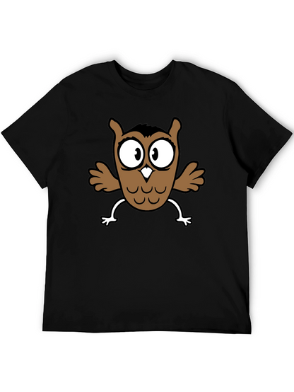Cartoon Owl Graphic Black T-Shirt