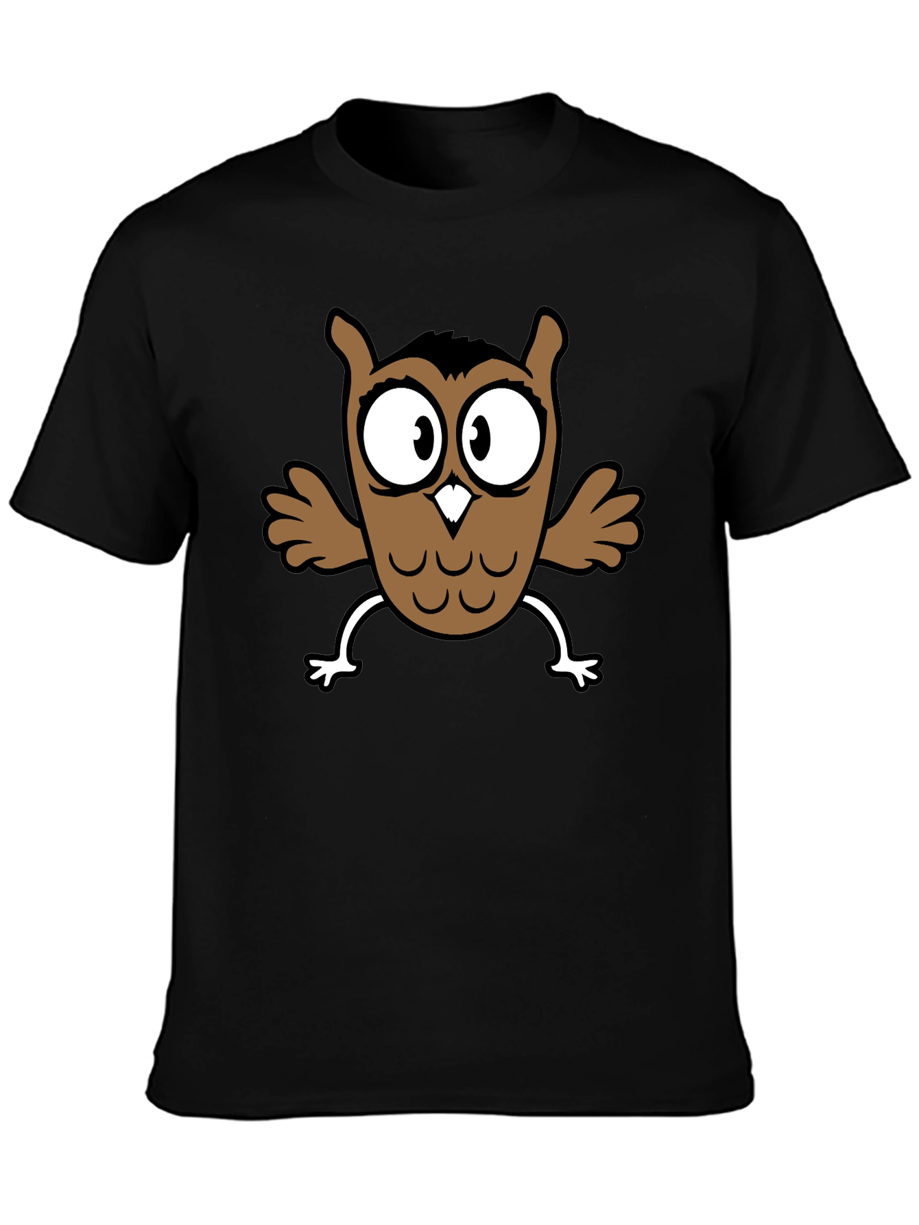 Cartoon Owl Graphic Black T-Shirt