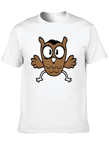 Cartoon Owl Graphic Black T-Shirt