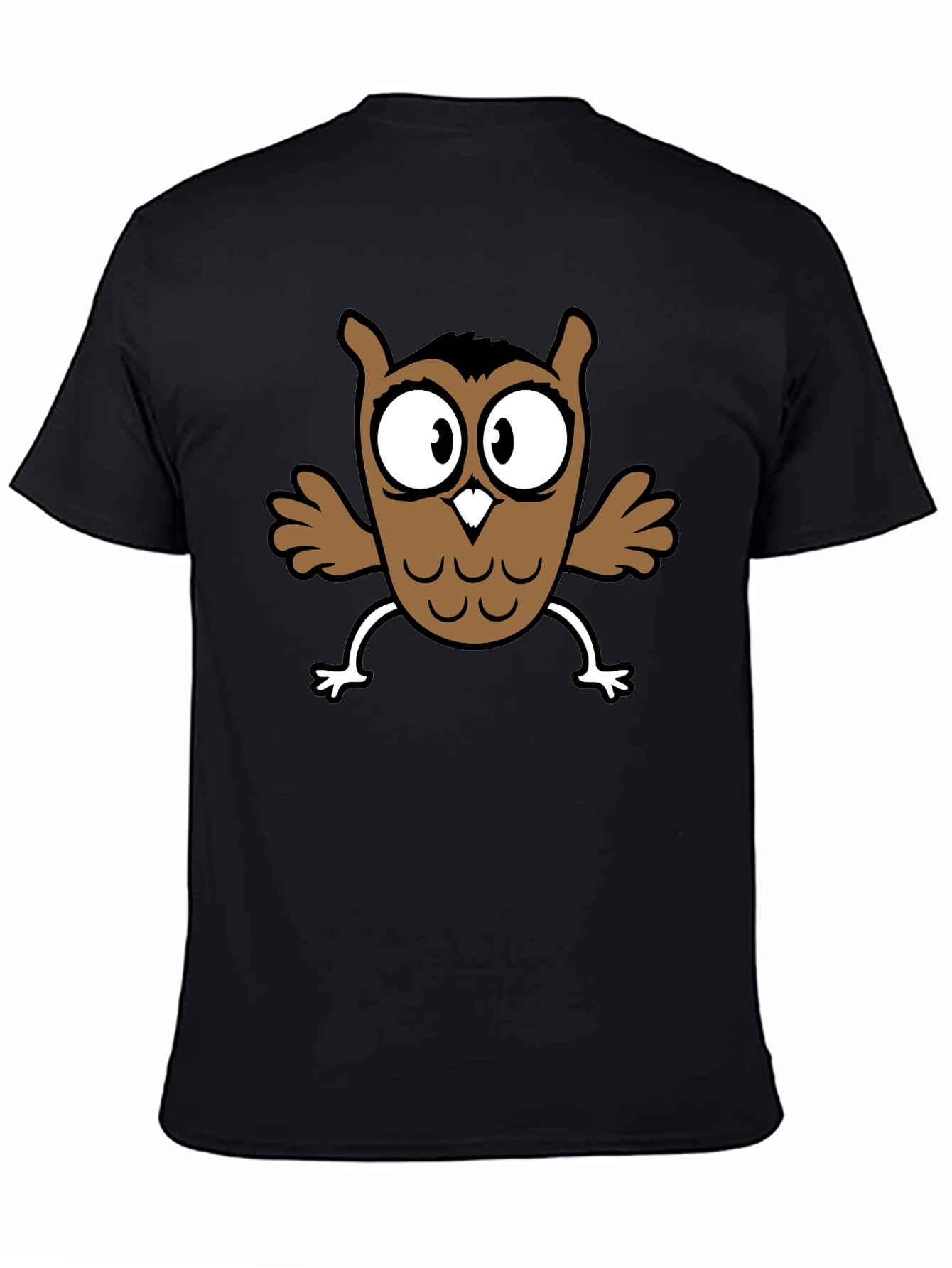 Cartoon Owl Graphic Black T-Shirt