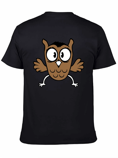 Cartoon Owl Graphic Black T-Shirt