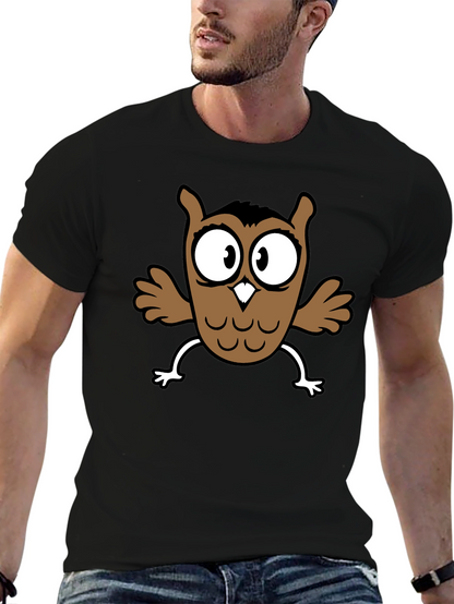 Cartoon Owl Graphic Black T-Shirt