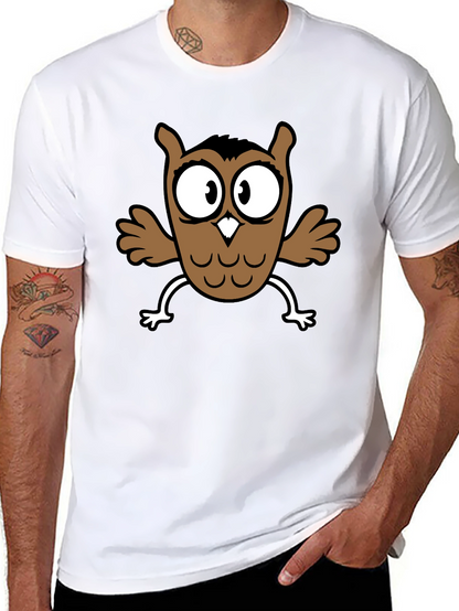 Cartoon Owl Graphic Black T-Shirt