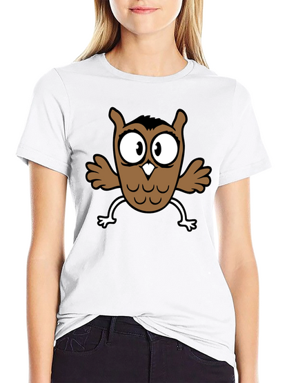 Cartoon Owl Graphic Black T-Shirt