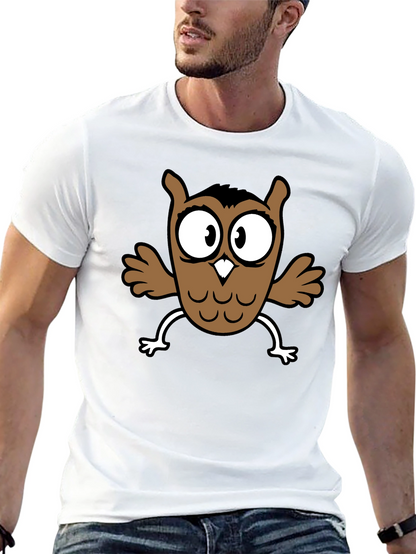 Cartoon Owl Graphic Black T-Shirt