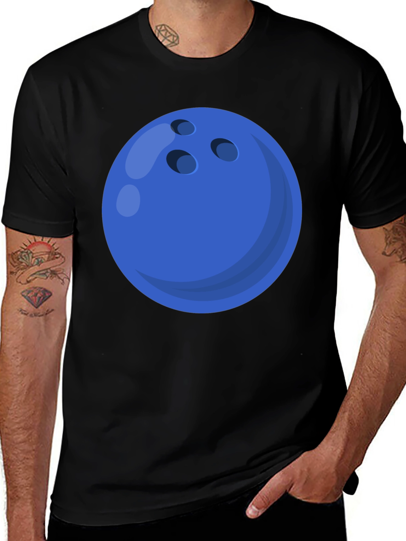 Bowling Ball Graphic Tee - Black Cotton T-Shirt