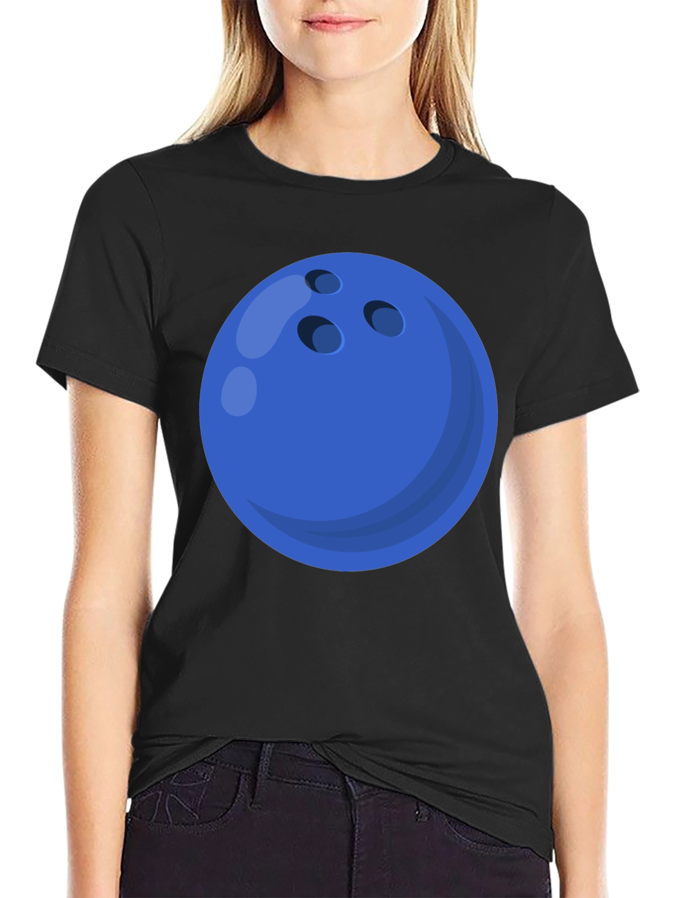 Bowling Ball Graphic Tee - Black Cotton T-Shirt