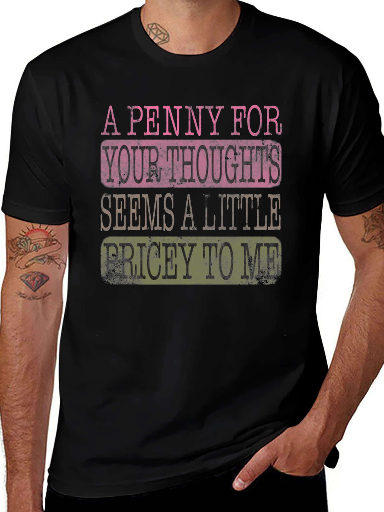 Funny A Penny For Your Thoughts Graphic T-Shirt