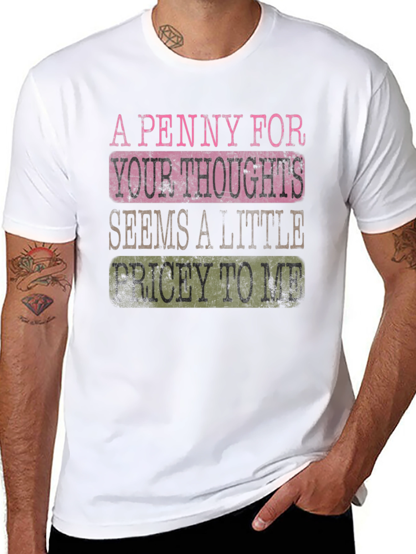Funny A Penny For Your Thoughts Graphic T-Shirt