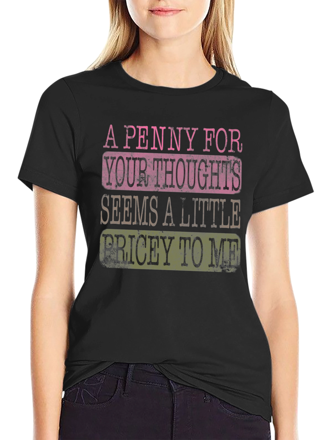 Funny A Penny For Your Thoughts Graphic T-Shirt