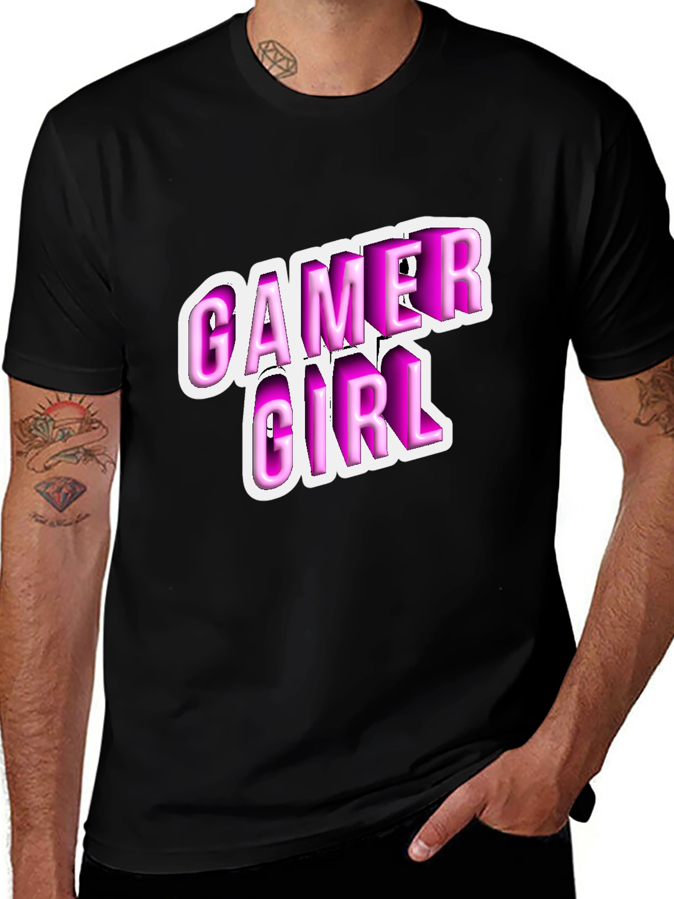 Gamer Girl Black T-Shirt - Playful Style