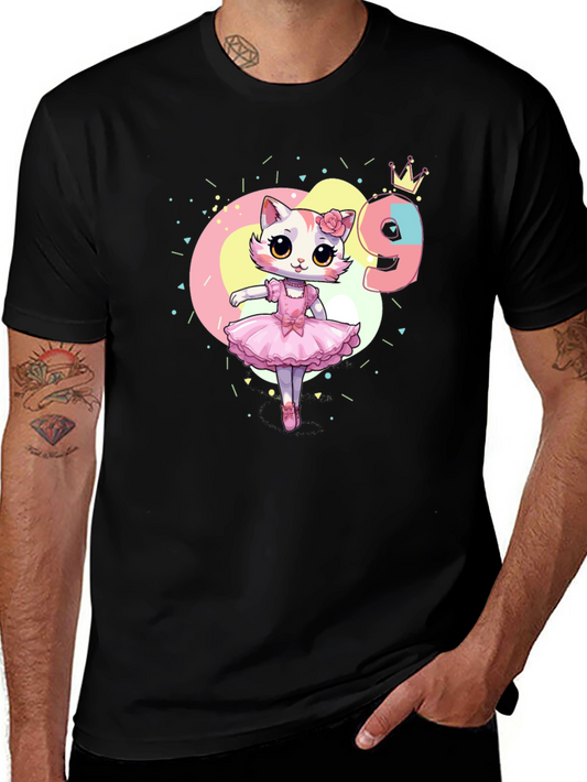 Cute Cat Ballerina 9th Birthday T-Shirt