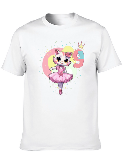 Cute Cat Ballerina 9th Birthday T-Shirt
