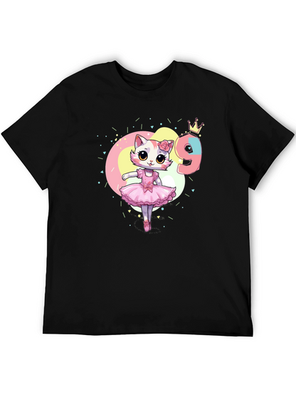 Cute Cat Ballerina 9th Birthday T-Shirt