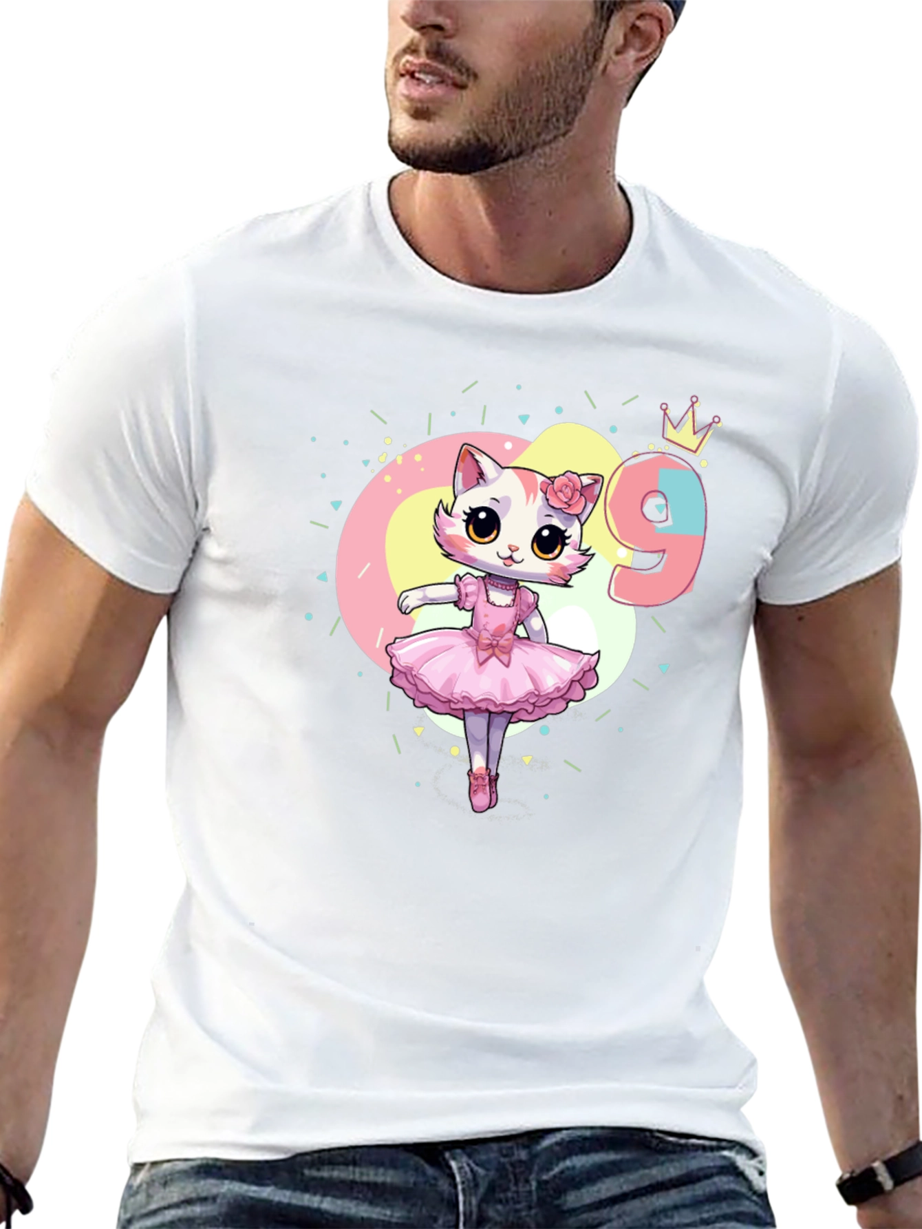 Cute Cat Ballerina 9th Birthday T-Shirt