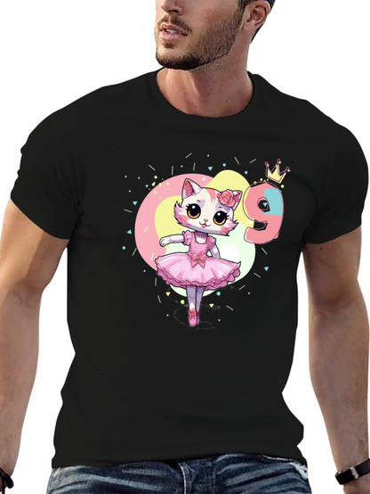 Cute Cat Ballerina 9th Birthday T-Shirt