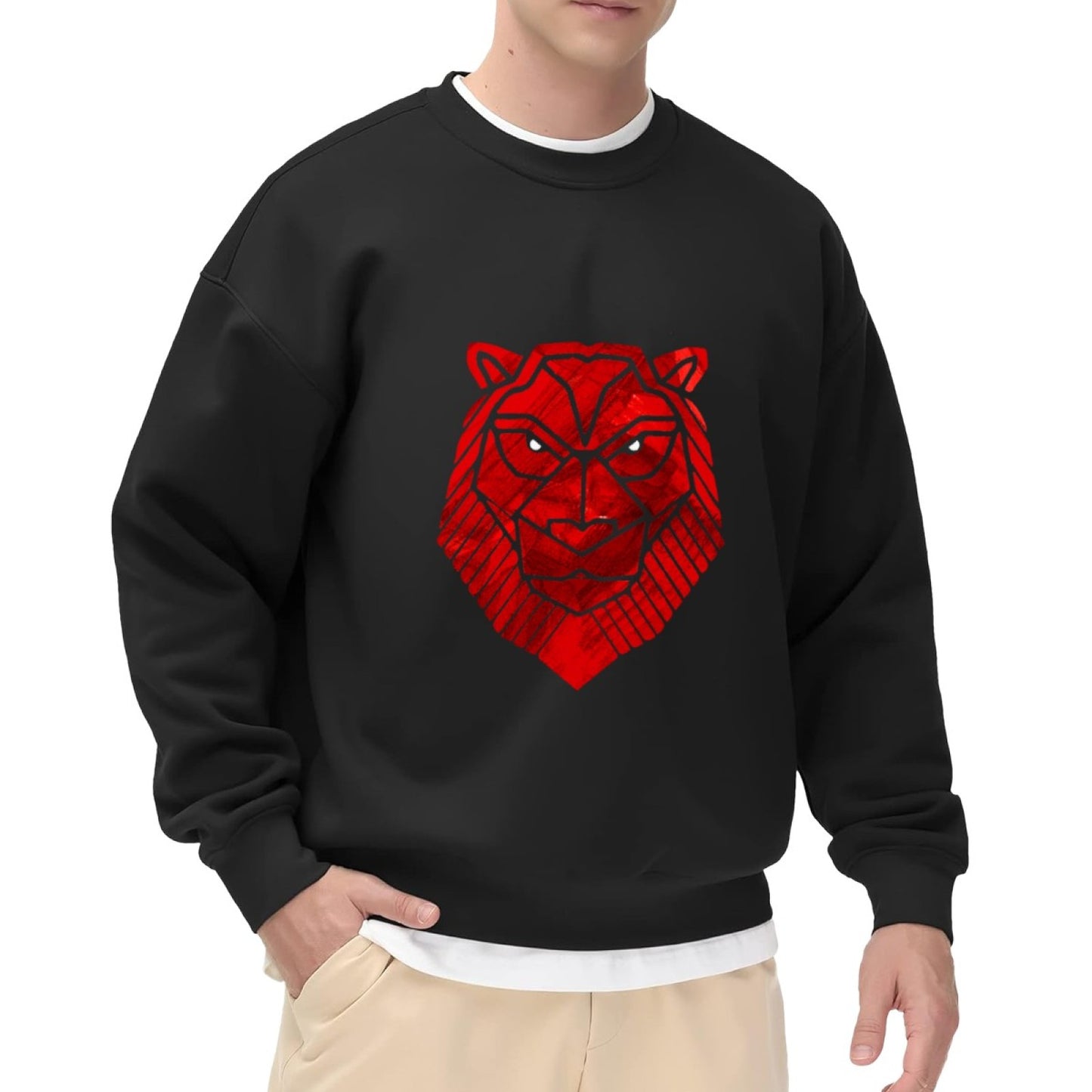 Modern Geometric Lion Silhouette Sweatshirt