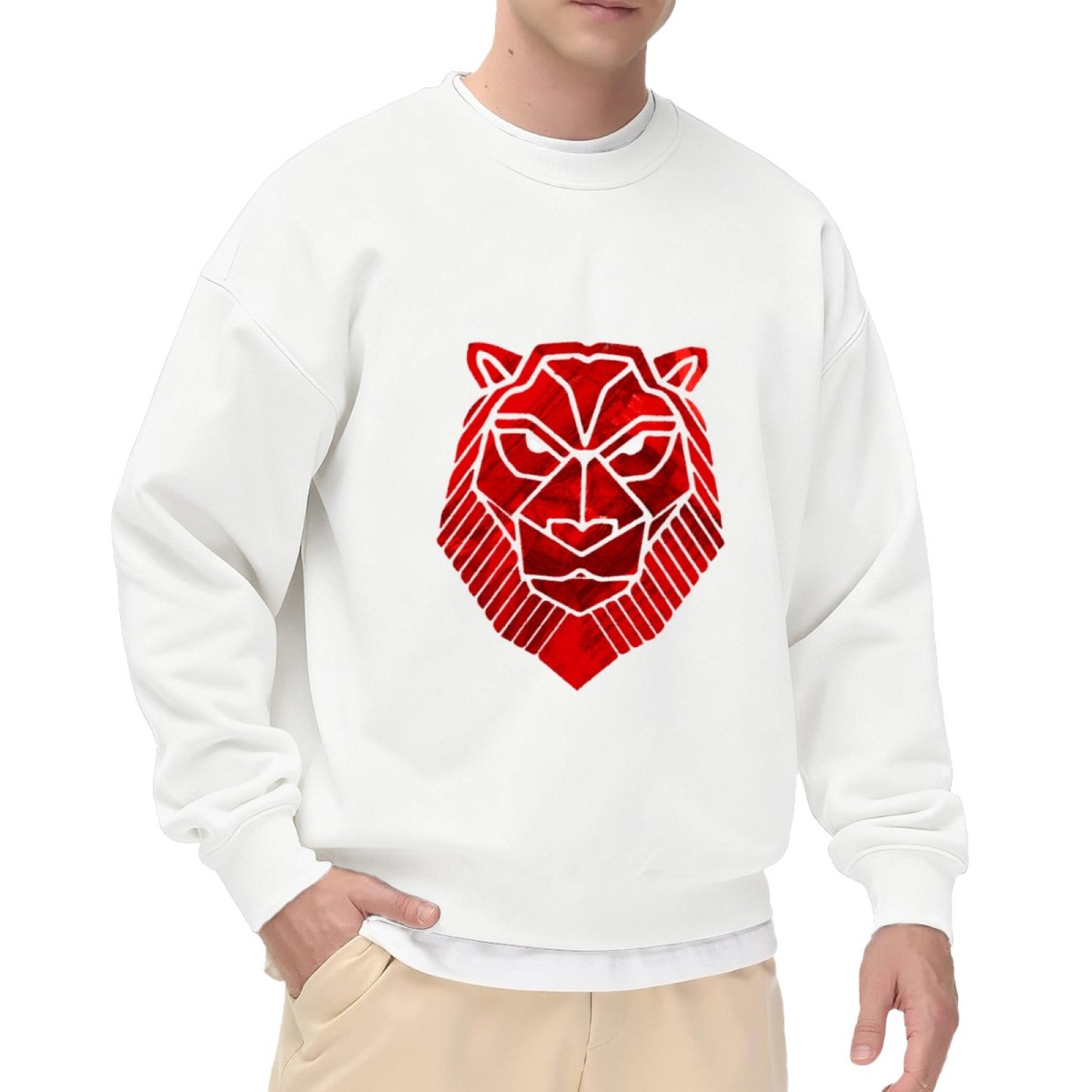 Modern Geometric Lion Silhouette Sweatshirt