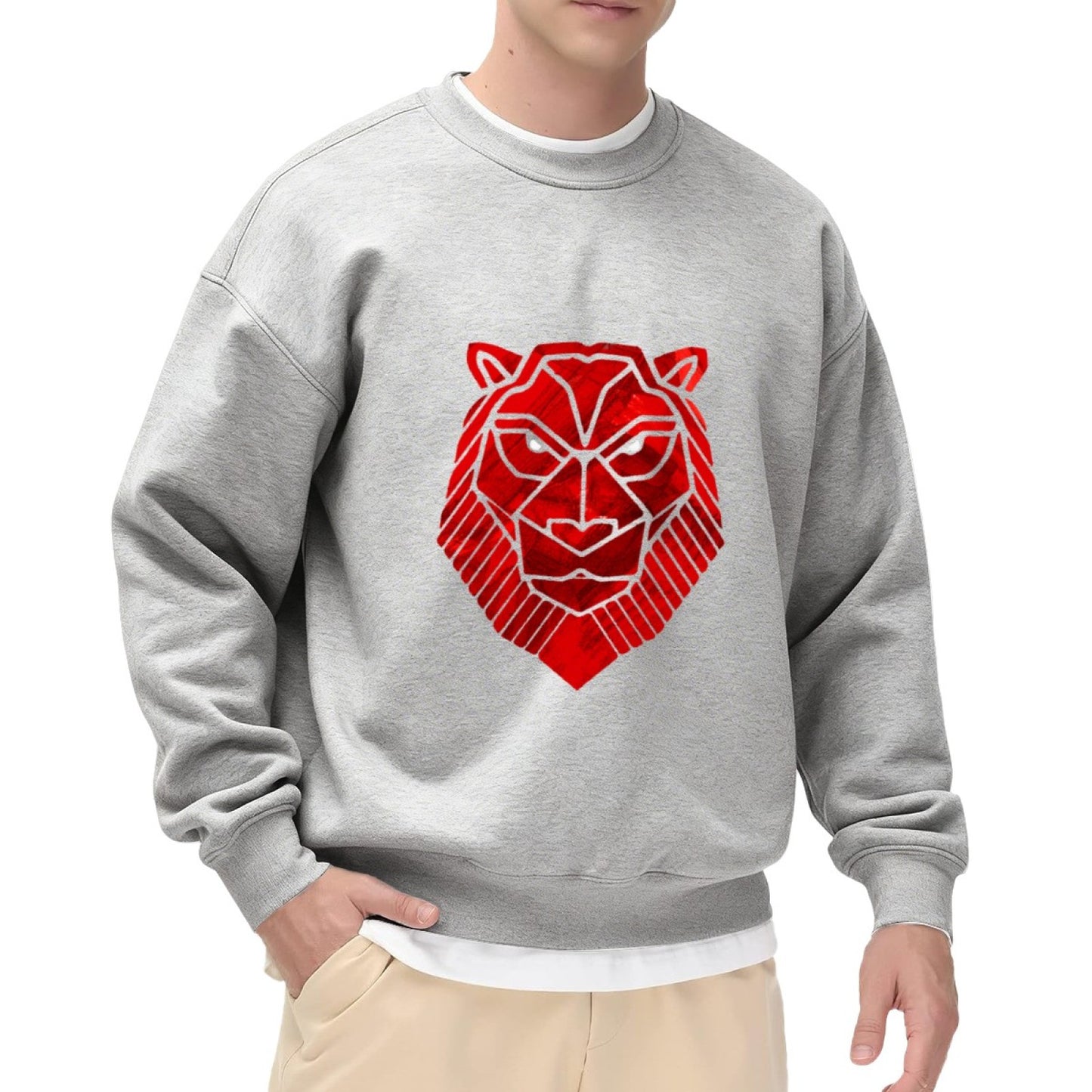Modern Geometric Lion Silhouette Sweatshirt