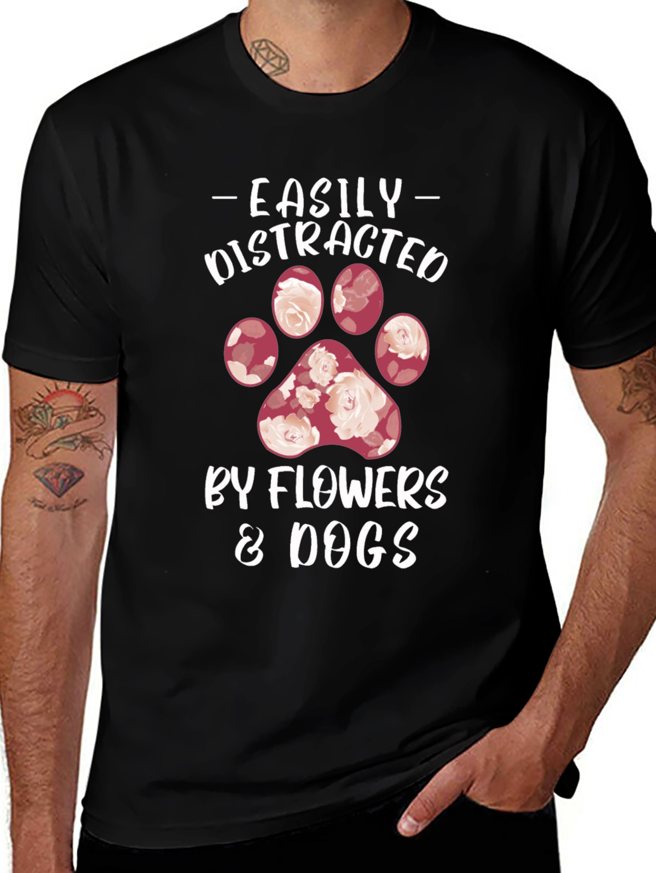 Easily Distracted by Flowers & Dogs T-Shirt