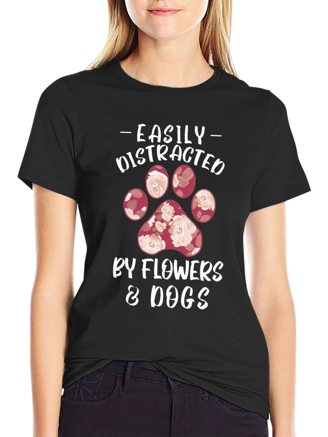 Easily Distracted by Flowers & Dogs T-Shirt