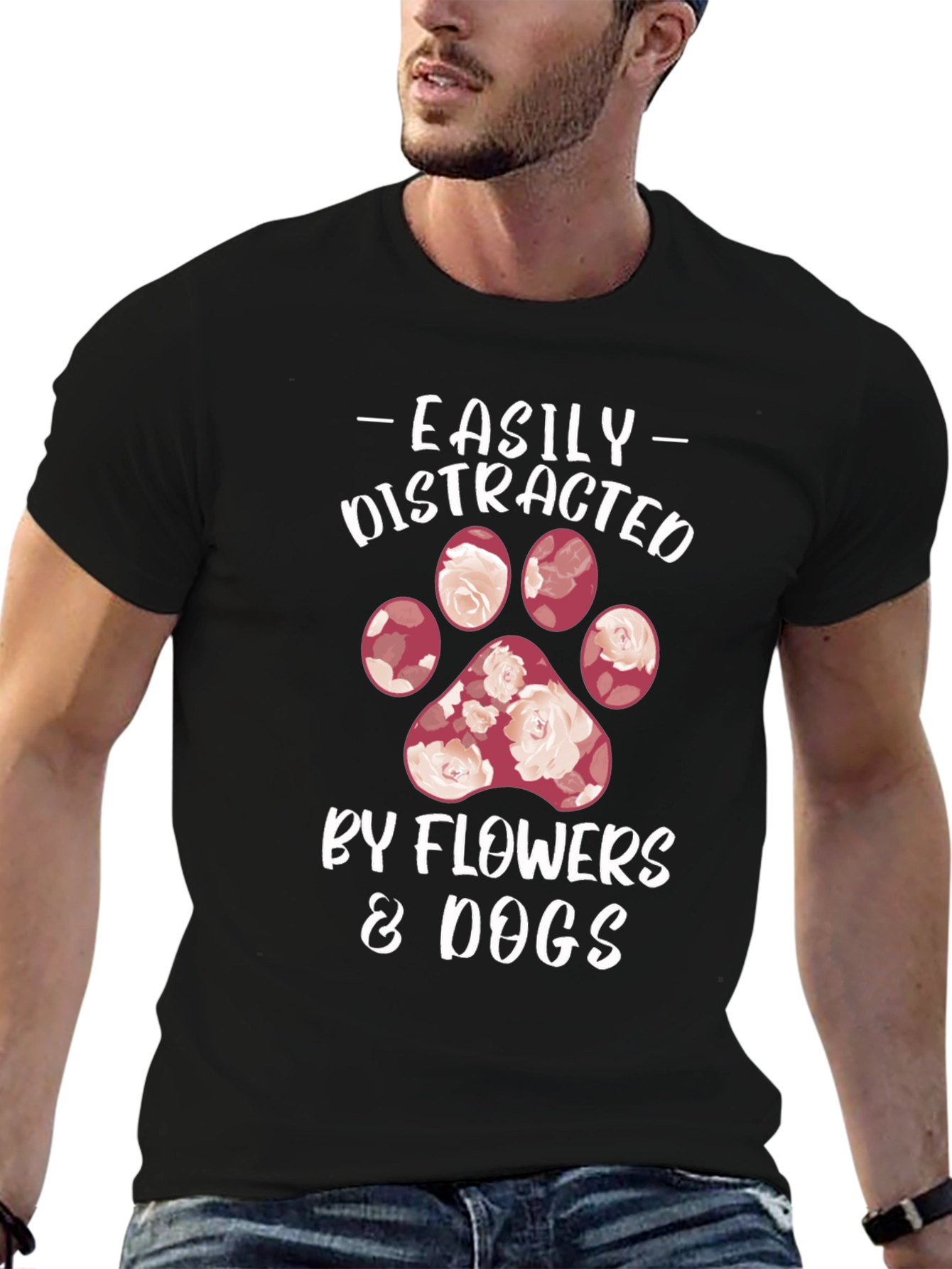 Easily Distracted by Flowers & Dogs T-Shirt