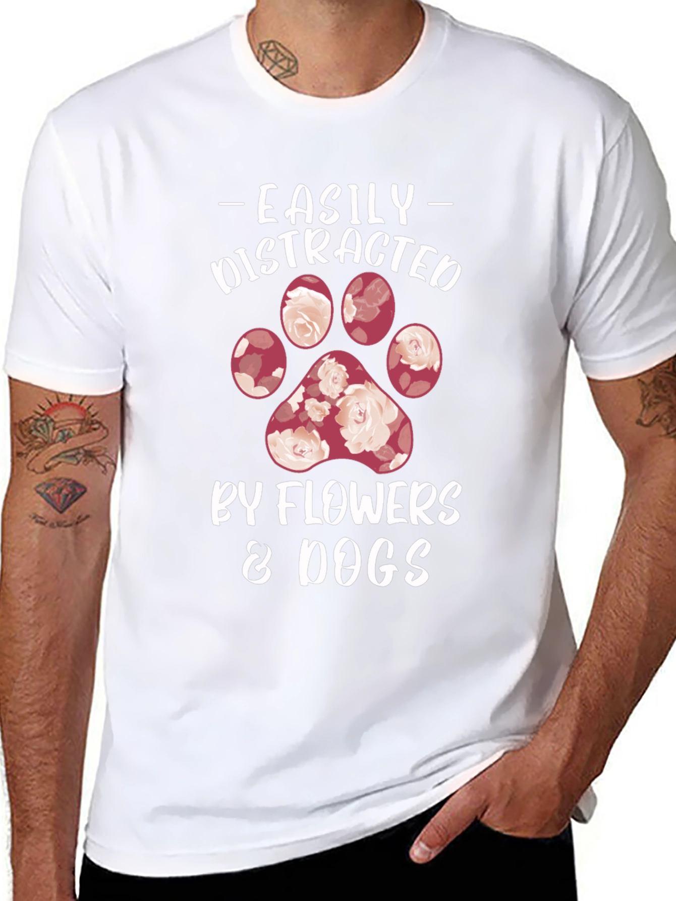 Easily Distracted by Flowers & Dogs T-Shirt