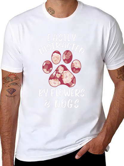 Easily Distracted by Flowers & Dogs T-Shirt