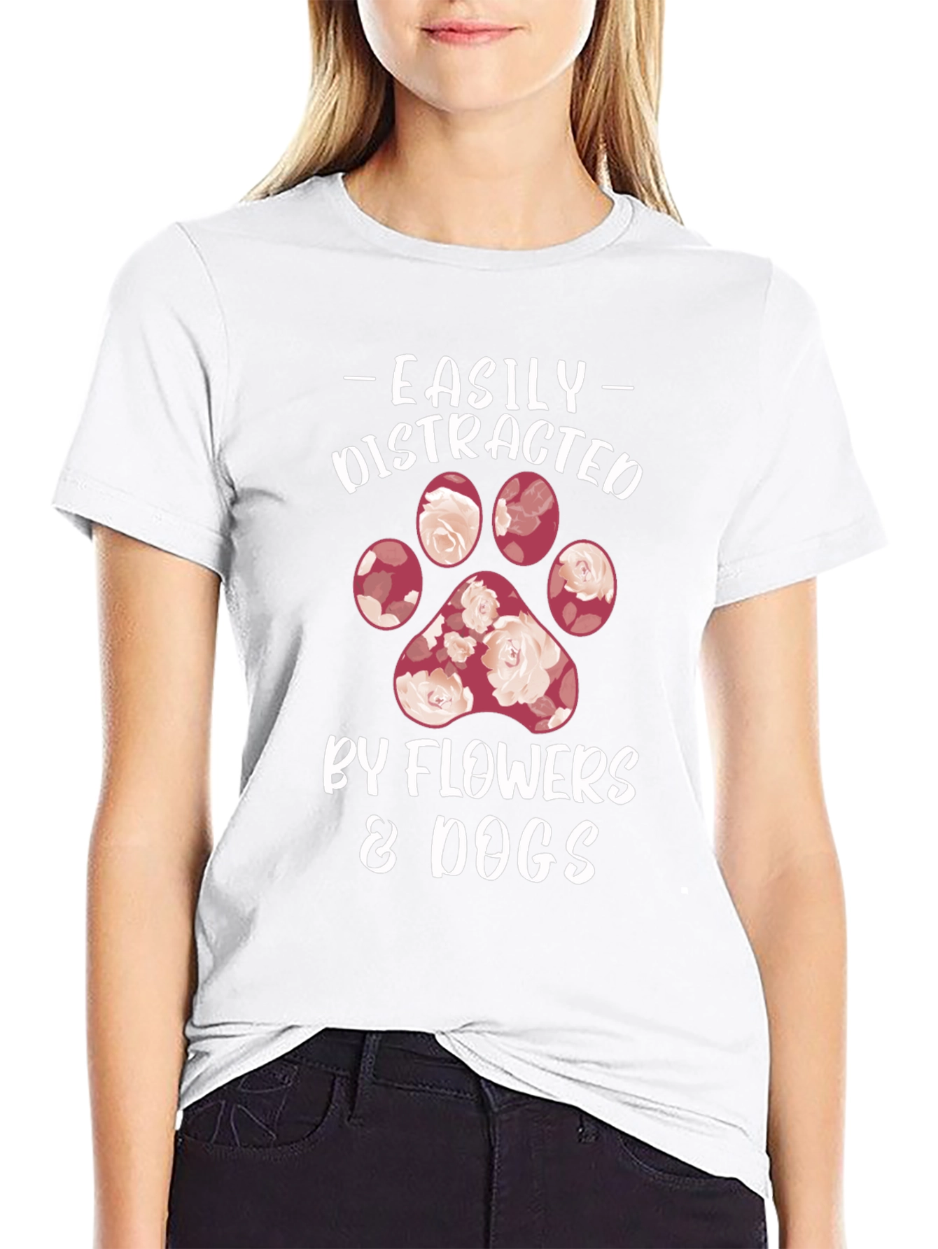 Easily Distracted by Flowers & Dogs T-Shirt