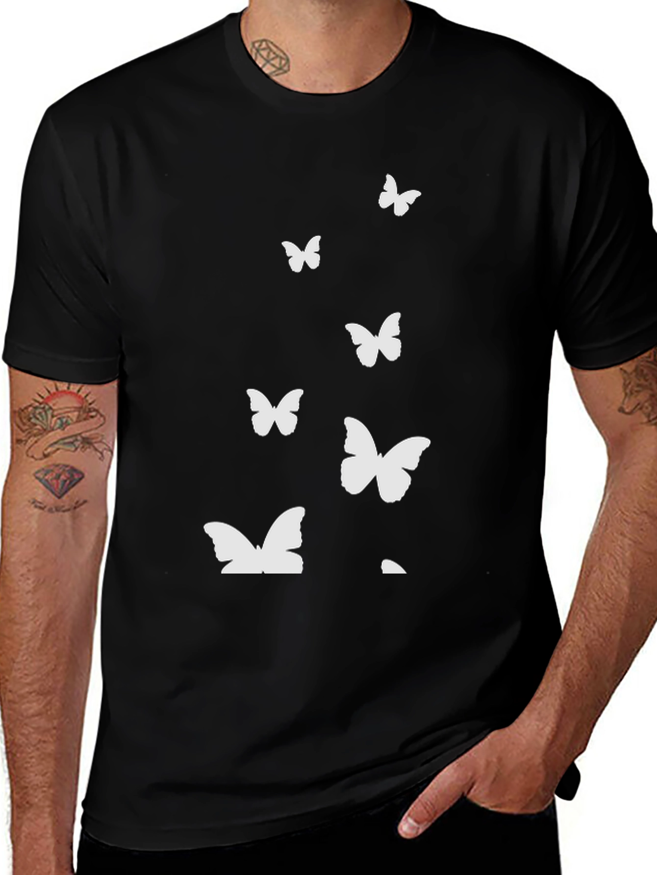 Butterfly Graphic Print Crew Neck Tee