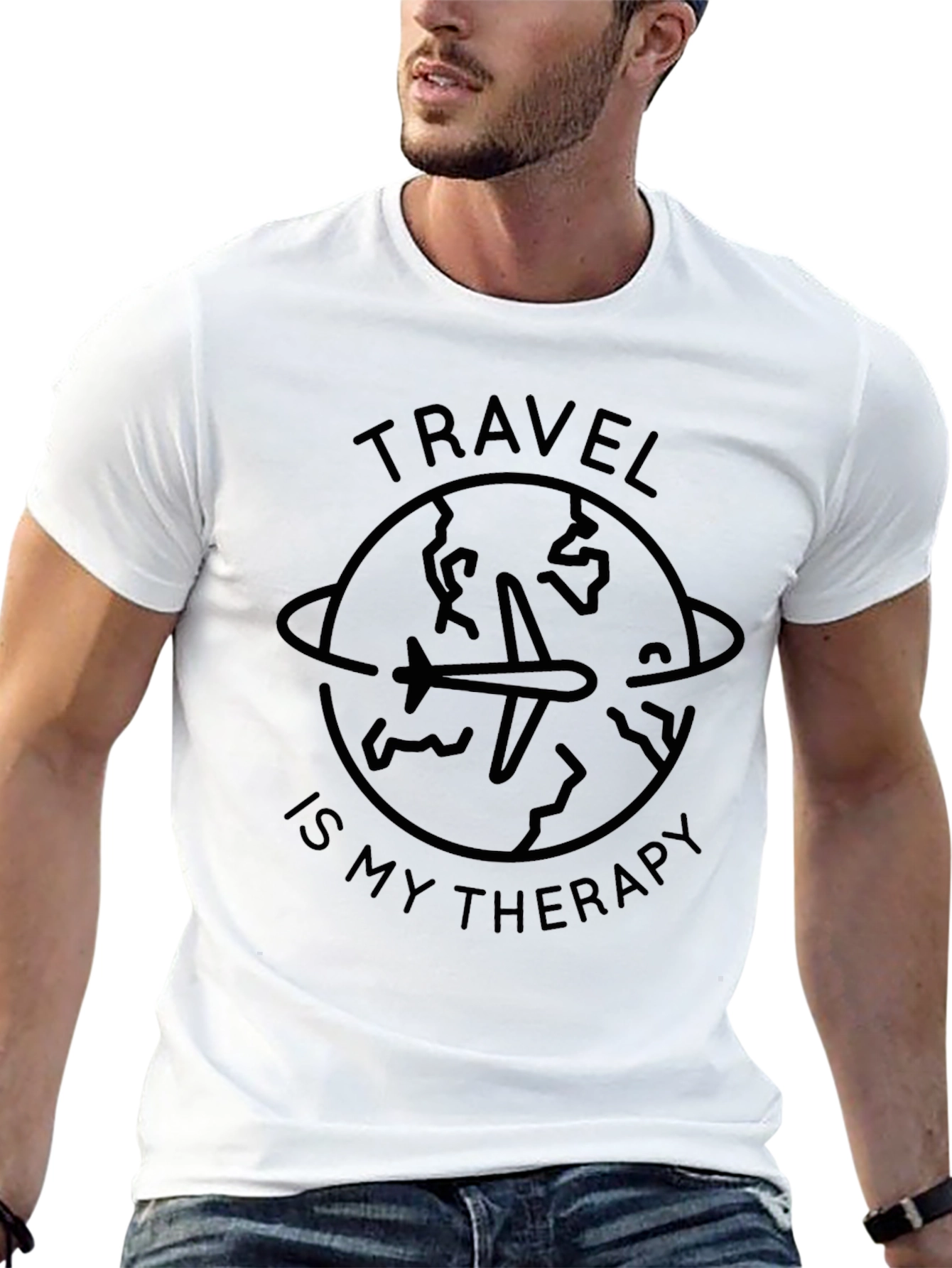 Travel Therapy Graphic Tee - Mens Black T-Shirt