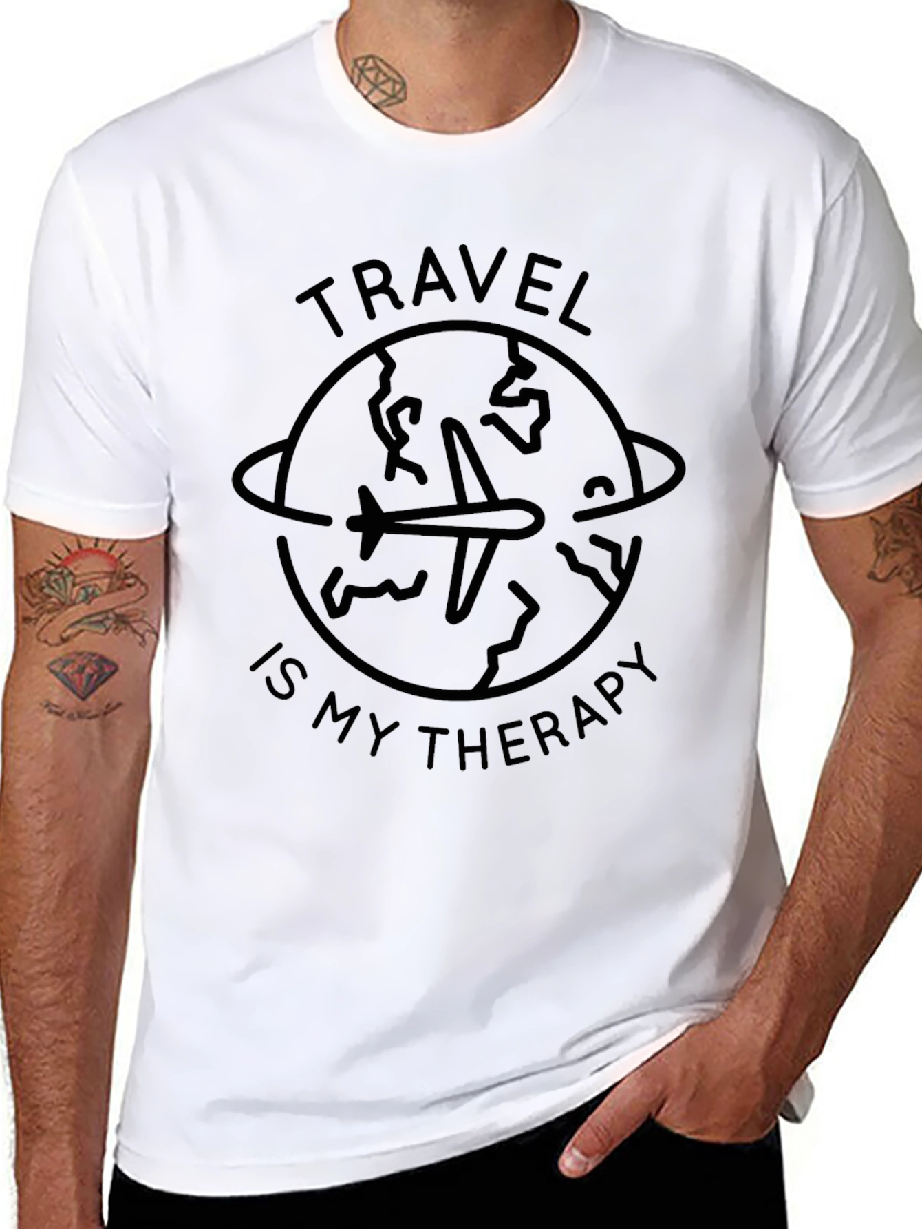 Travel Therapy Graphic Tee - Mens Black T-Shirt
