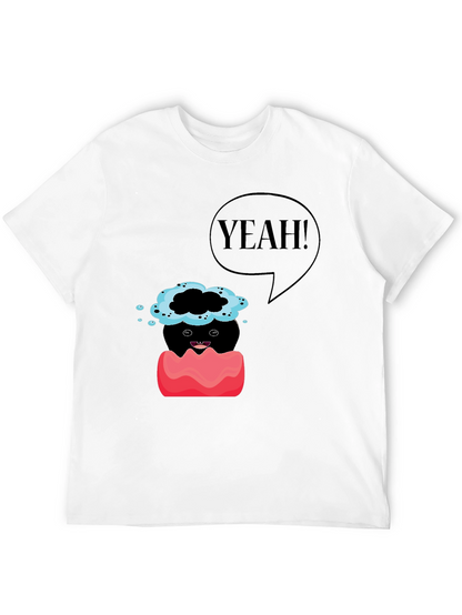 Humorous Yeah! Graphic Print T-Shirt