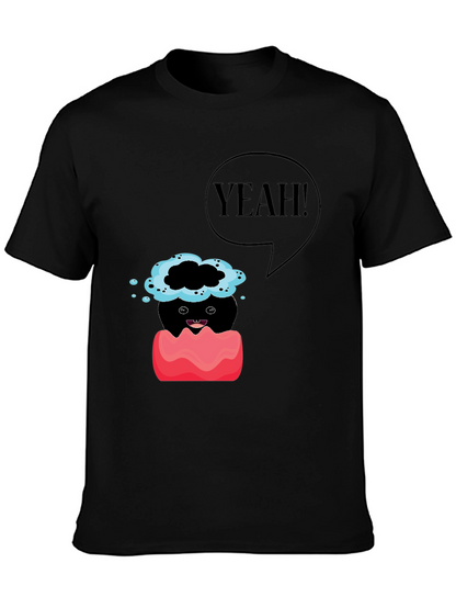 Humorous Yeah! Graphic Print T-Shirt