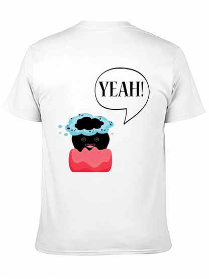 Humorous Yeah! Graphic Print T-Shirt