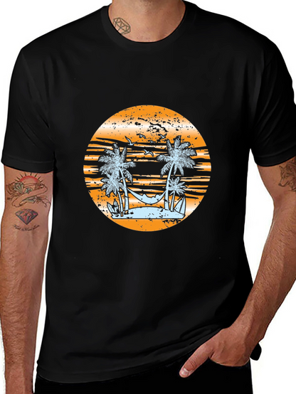 Tropical Beach Graphic Tee - Relaxed Vibe