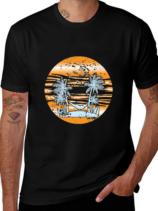 Tropical Beach Graphic Tee - Relaxed Vibe