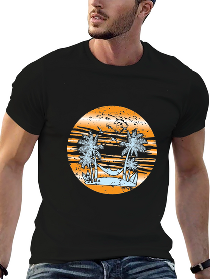 Tropical Beach Graphic Tee - Relaxed Vibe