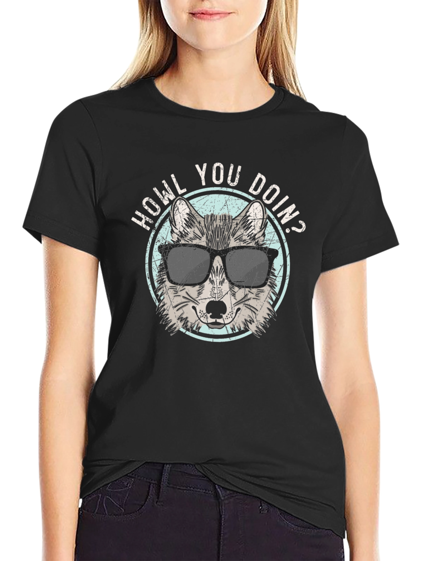 Howl You Doin? T-Shirt | Wolf in Sunglasses