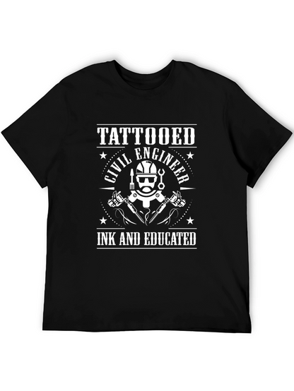 Tattooed Civil Engineer Black T-Shirt
