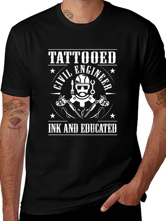 Tattooed Civil Engineer Black T-Shirt