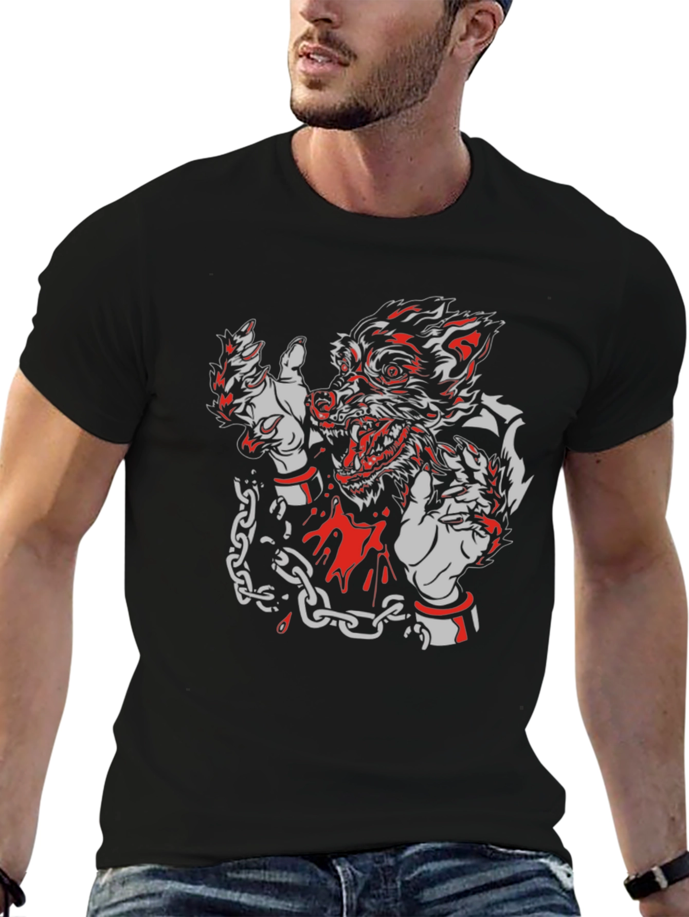Wolf Graphic T-Shirt - Mens Black Tee