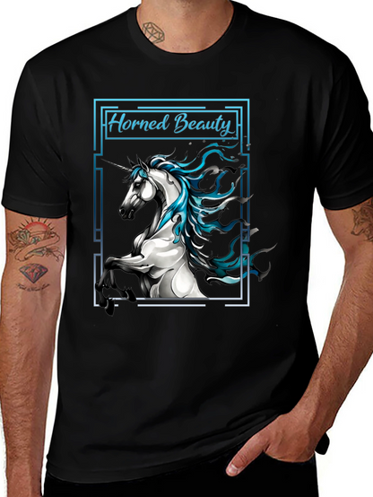 Horned Beauty Graphic Tee - Black Cotton